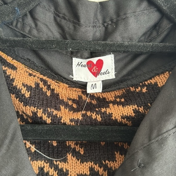 Heart & Heels Dogstooth V-Neck Button Up Cardigan Collared Black | SIZE M - Picture 8 of 12